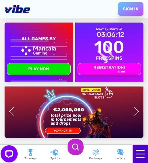 Vibe Casino Mobile screenshot